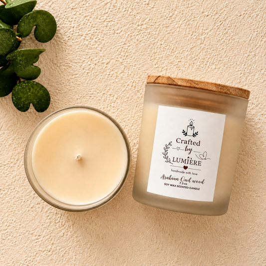 Arabain Oud Wood Soy Wax Scented Candle  7.5 oz | Crafted By Lumiere Candles
