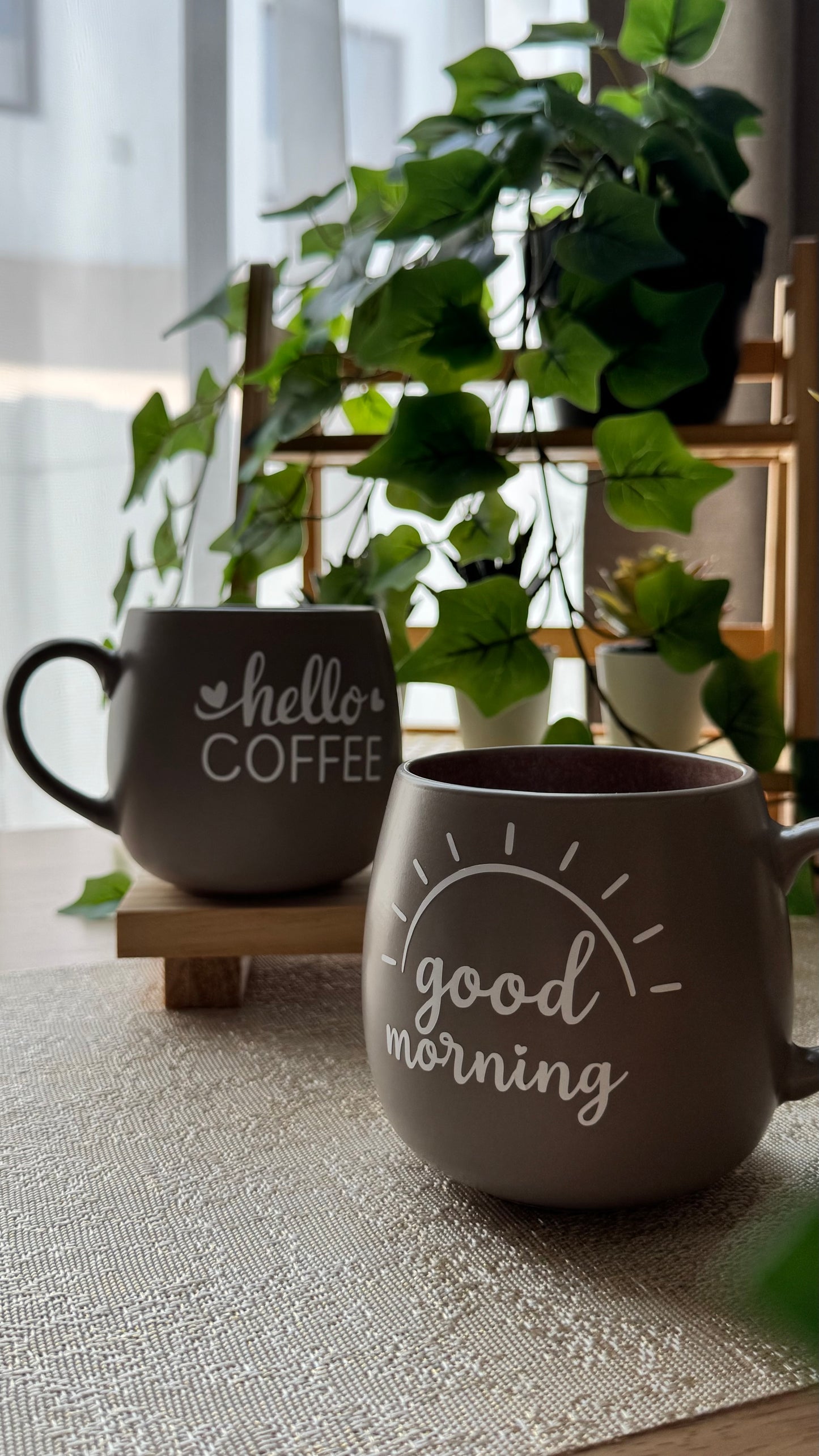 Hello Coffee & Good Morning Matching Mug Set | 2-Piece Coffee Mug Set