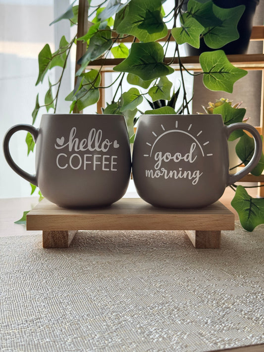 Hello Coffee & Good Morning Matching Mug Set | 2-Piece Coffee Mug Set | Crafted By Lumiere