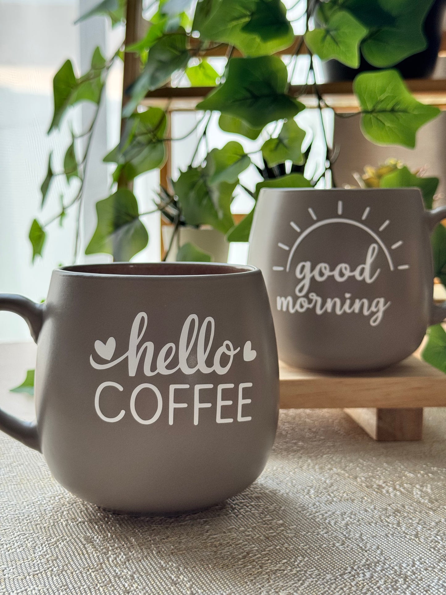 Hello Coffee & Good Morning Matching Mug Set | 2-Piece Coffee Mug Set