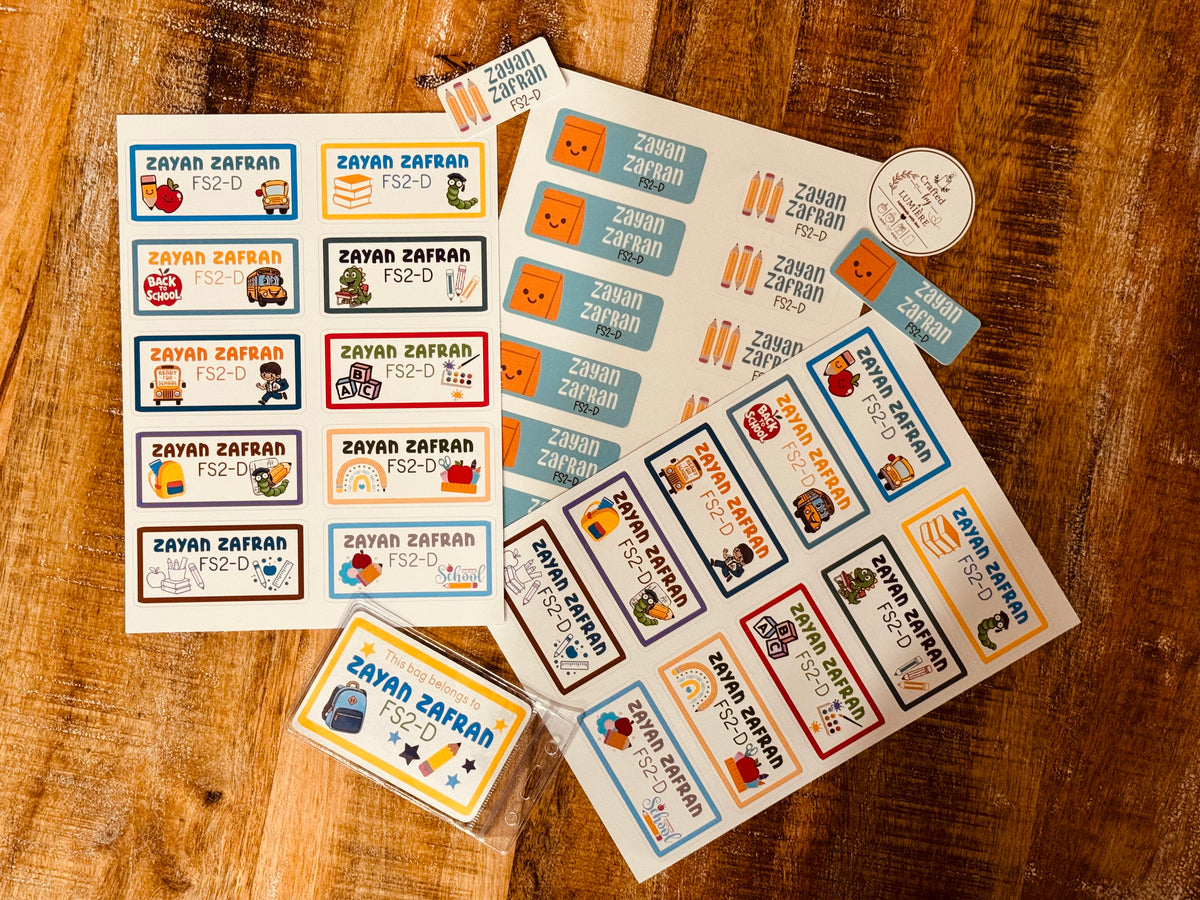 Personalized School Sticker Name Labels for Kids | Crafted By Lumiere UAE